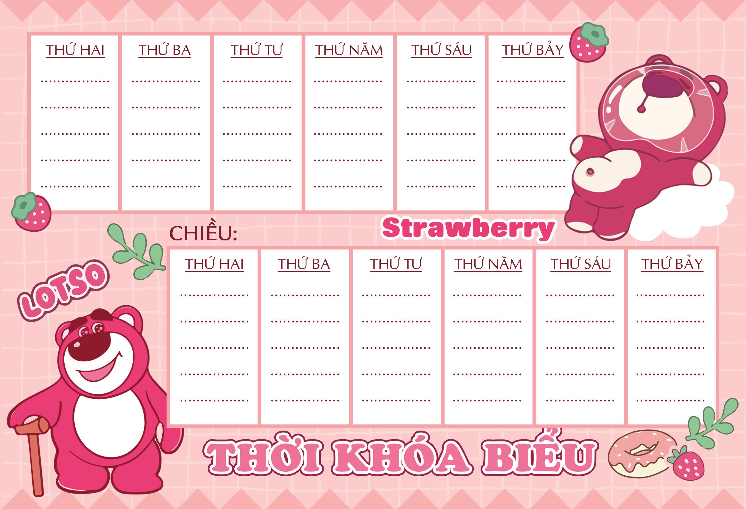 THỜI KHÓA BIỂU  CUTE (SIZE A5)