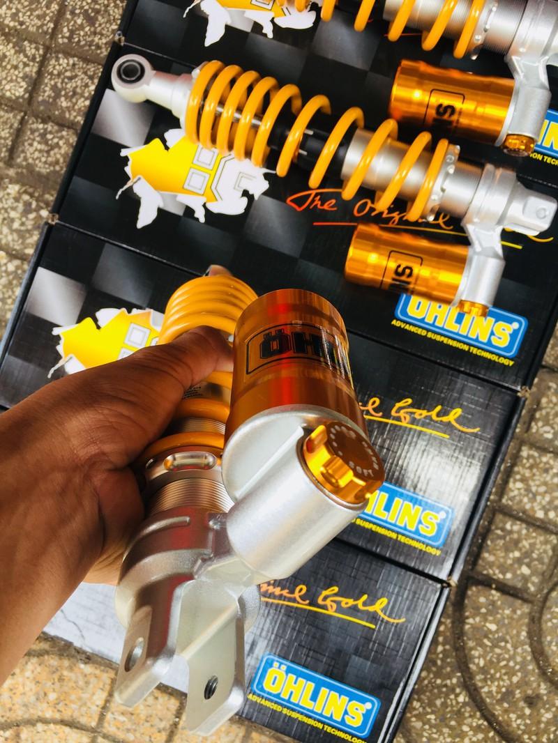 Phuộc sau Ohlins bình dầu gắn  Vario Click Mio Luvias màu vàng