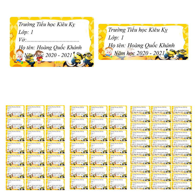 1 Set Nhãn vở in theo yêu cầu