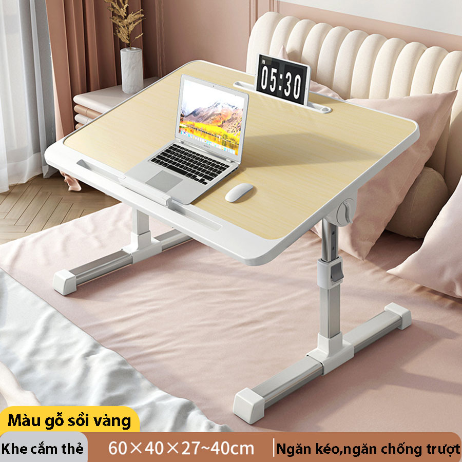 Bàn làm việc gấp gọn có 4 cổng USB,chân bàn hợp kim nhôm chắc chắn có thể điều chỉnh độ cao,Bàn gấp gọn di động có ngăn tủ và khe chống trượt trên mặt bàn