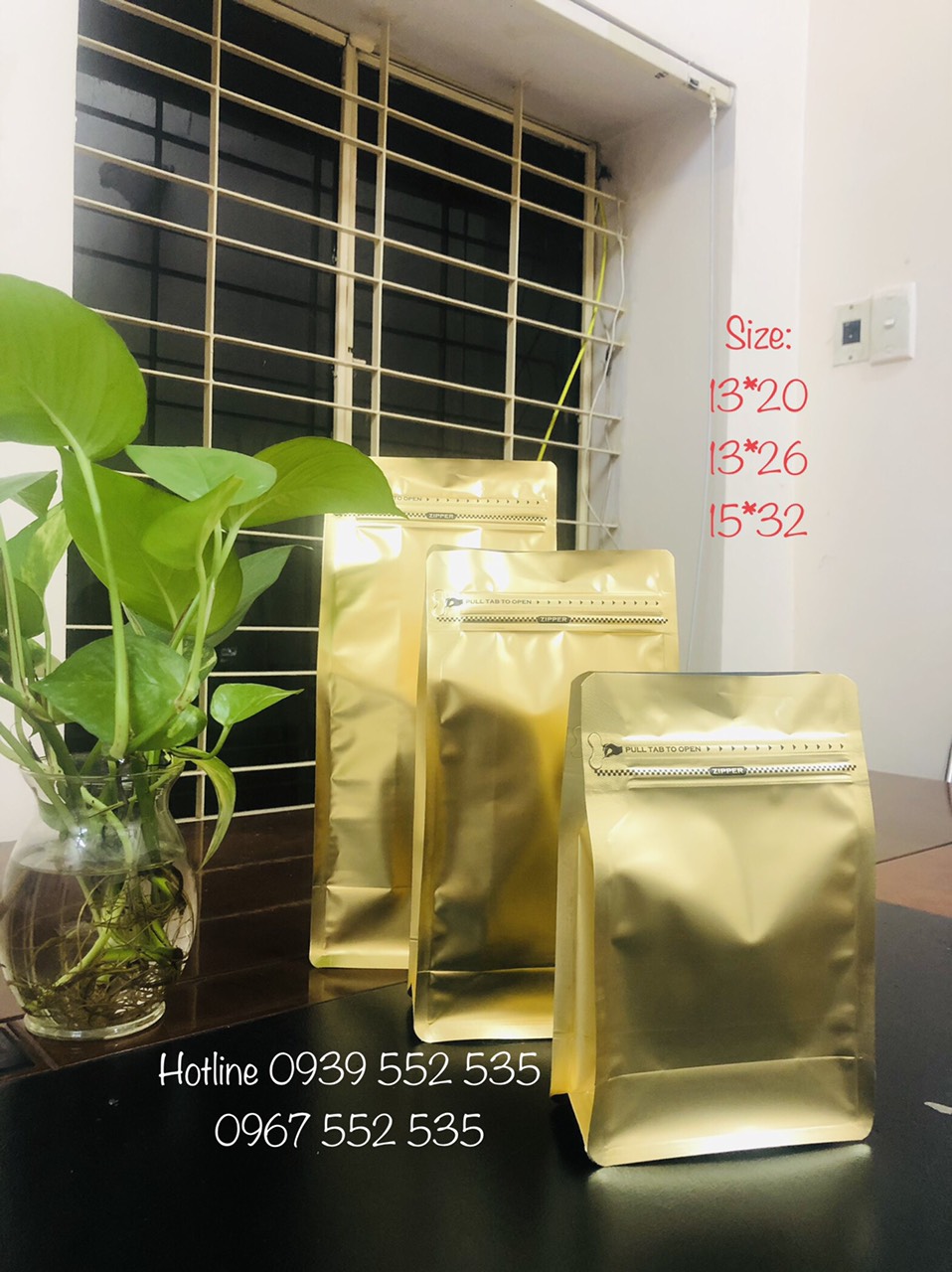 [1KG/SIZE]- TÚI ZIPPER 8 CẠNH ĐỰNG CAFE (MÀU TRẮNG - ĐỎ - ĐEN, GIẤY, BẠC, ĐỒNG)