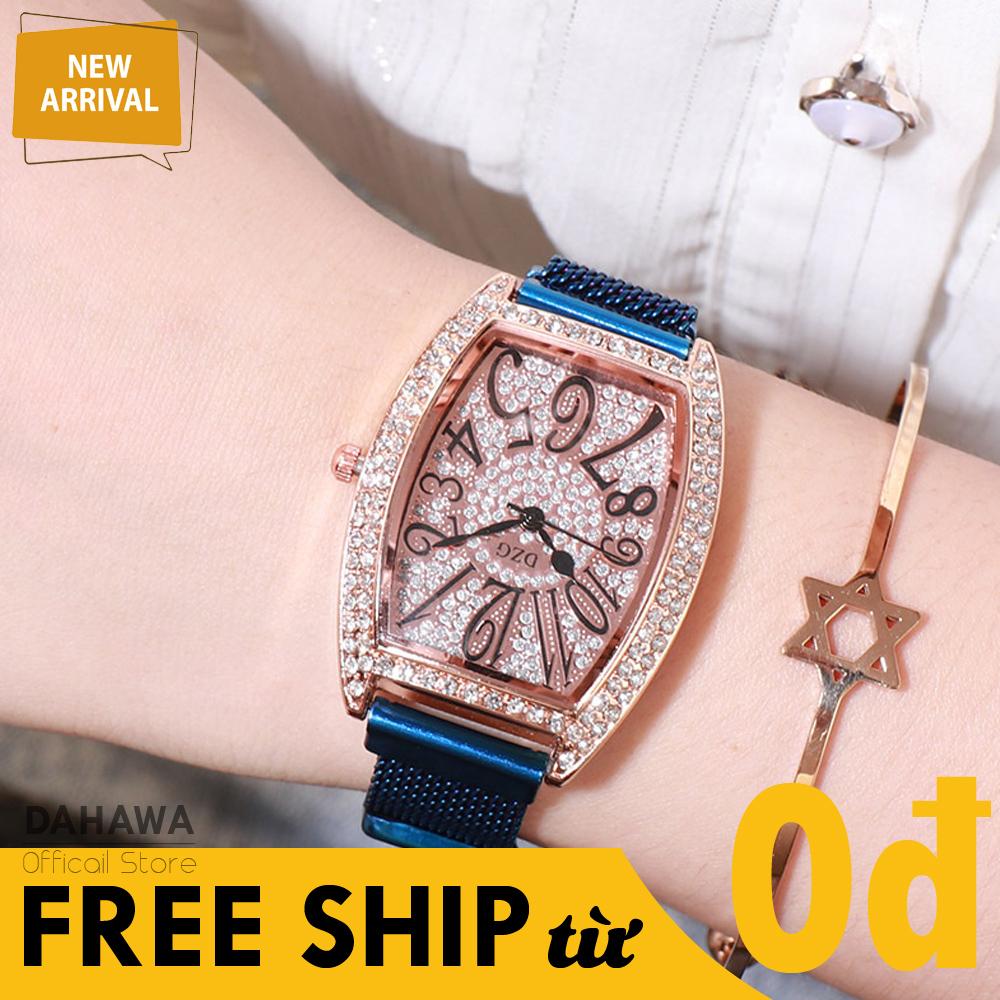 Đồng Hồ Quartz Thời Trang Nữ DZG D43, Mặt Bầu Dục Đính Đá Sang Trọng, Dây Lưới Nam Châm Tiện Lợi, Chống Nước Cực Tốt, Mặt Số Chạy 3 Kim, Phong Cách Hàn Quốc (Bảo Hành 6 Tháng)
