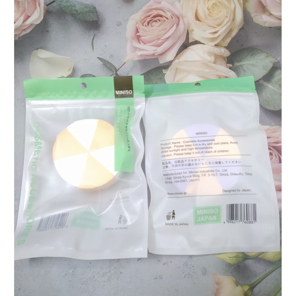 Bông/ Miếng Mút Trang Điểm Tiện Dụng Hình Tròn MINISO( loại 6 miếng và 3 miếng)