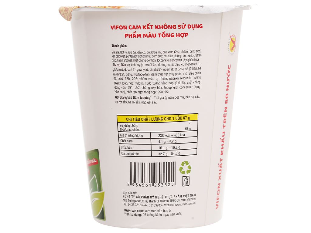 Thùng 24 ly Mì chay Lẩu Thái Vifon