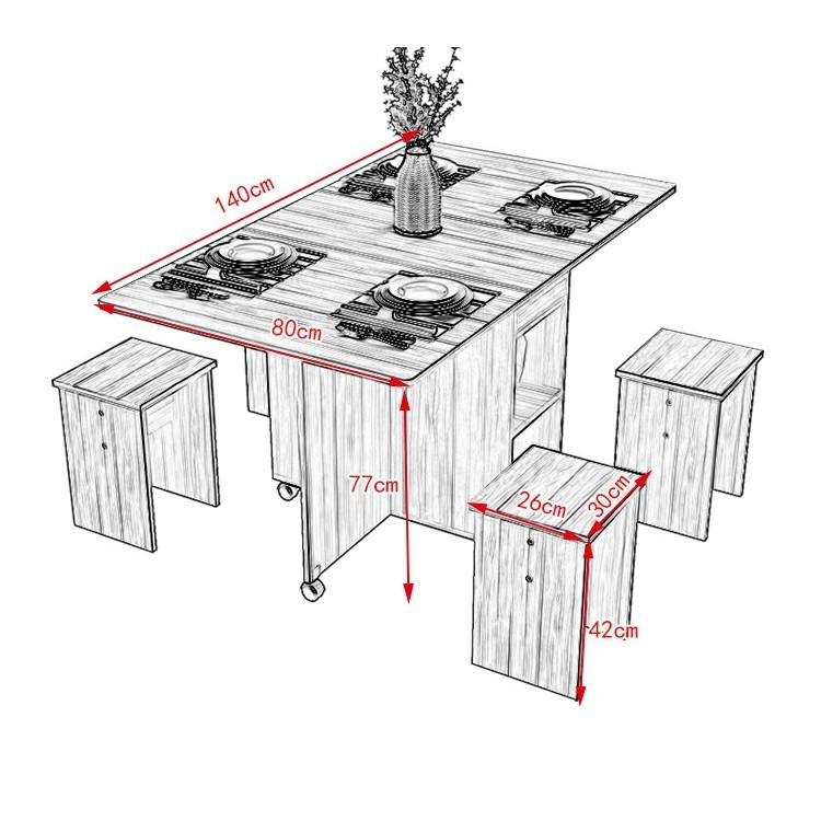 Bộ Bàn Ăn Gấp Gọn Gỗ MDF Nhập Khẩu Siêu Bền-Cực Chắc Chắn