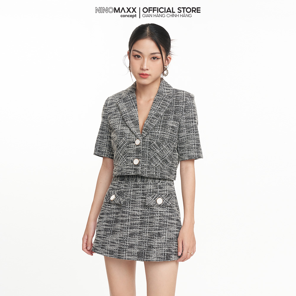 N&M Set dạ áo và váy Tweed Nữ Luxury 2209006