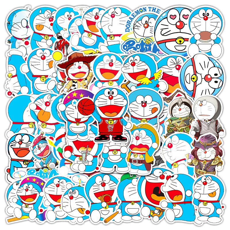 Bộ 50 miếng dán vinyl hình Doraemon chống thấm nước trang trí ván trượt sổ