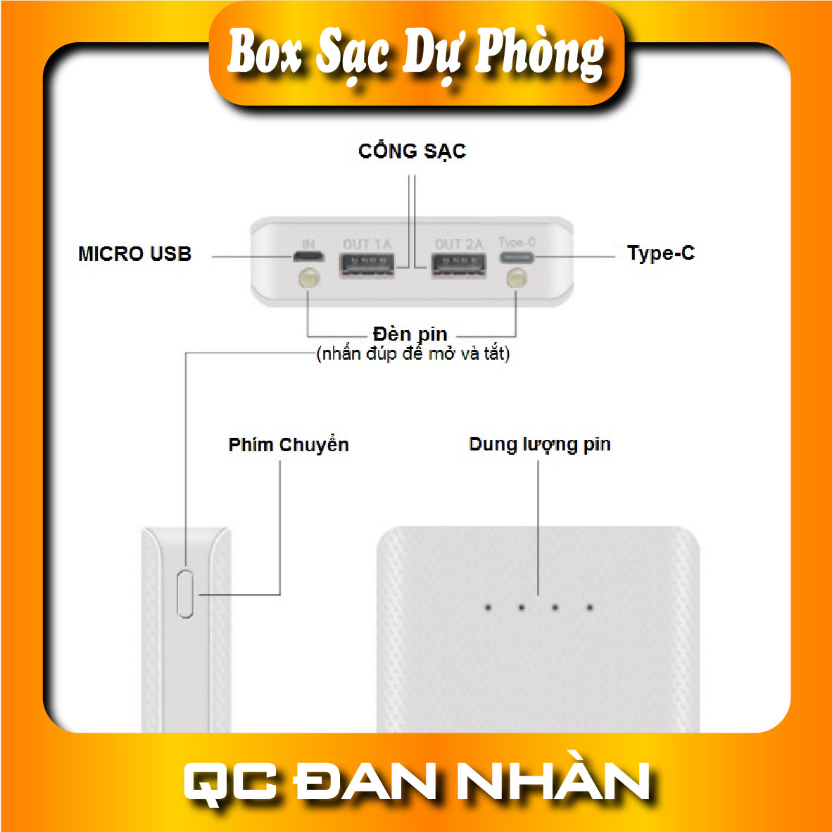 Box sạc dự phòng 8 cell KHÔNG KÈM PIN
