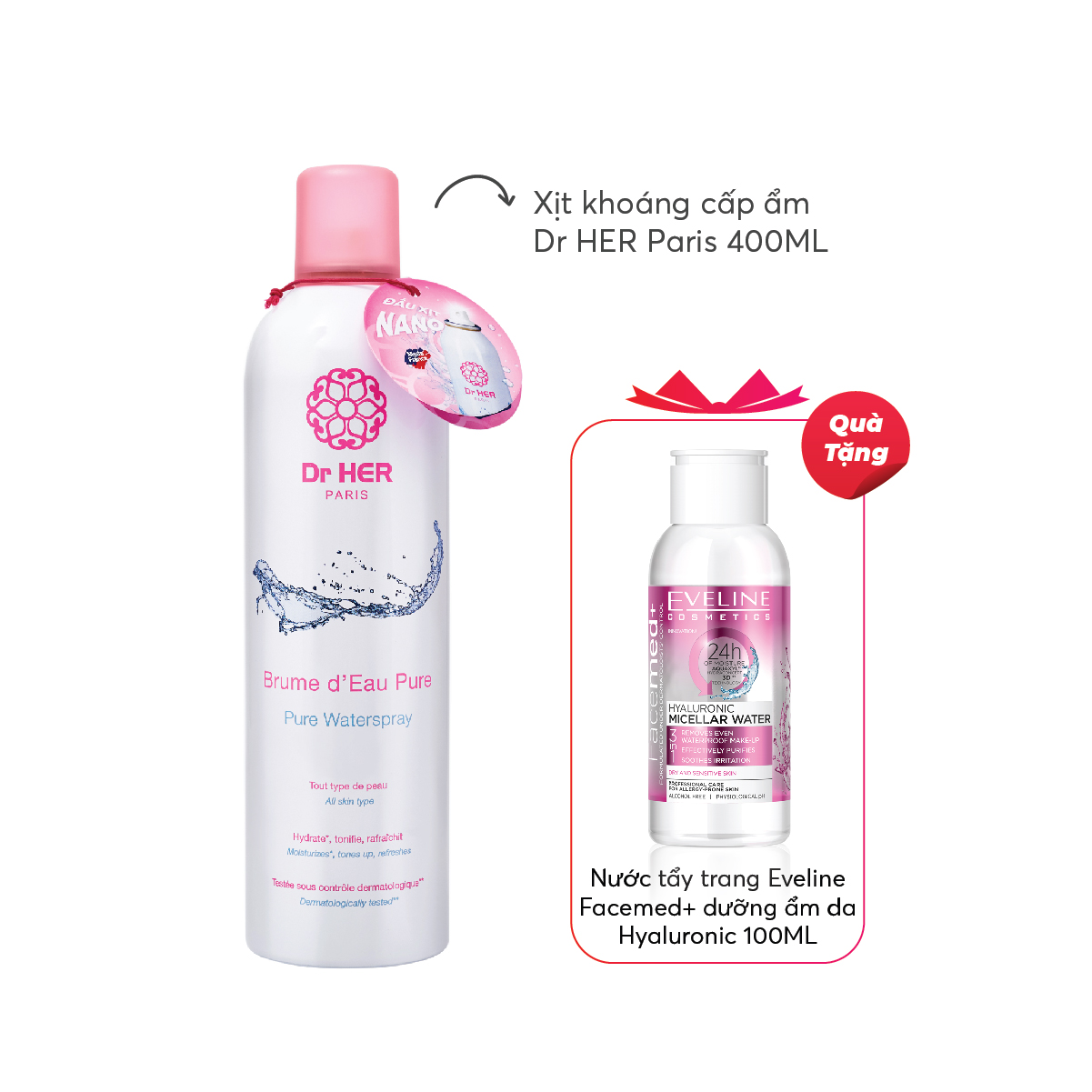 Xịt khoáng mát lạnh, cấp ẩm cho da Dr HER Paris 400ML