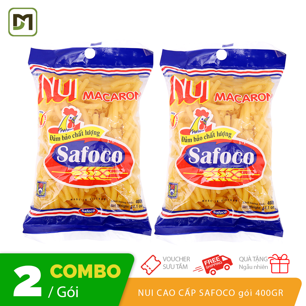 [Freeship] Combo 2 gói lớn 400gr nui ống lớn Safoco