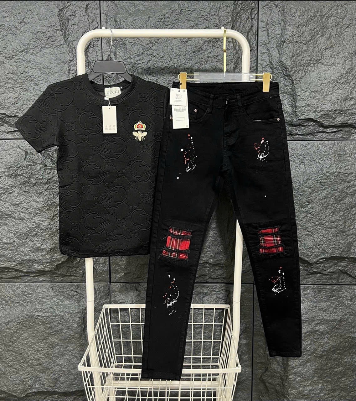 Quần jean nam cao cấp DV-FASHION,Quần jean nam đẹp phối họa tiết chất bò vải dày co dãn thiết kế trẻ trung cá tính sang trọng