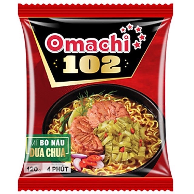 Mì omachi Daimond-mì bò hầm dưa chua gói 120gam(thùng 30 gói)