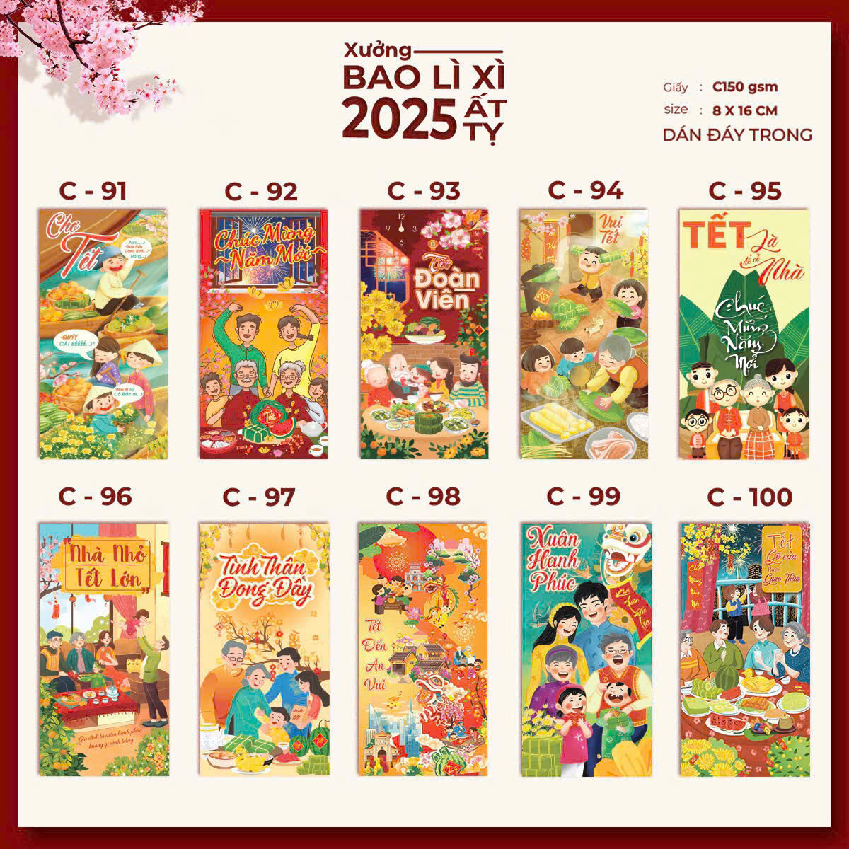 Sỉ 500 Bao Lì Xì Truyền Thống đã vô bao kiếng 10 bao/ xấp