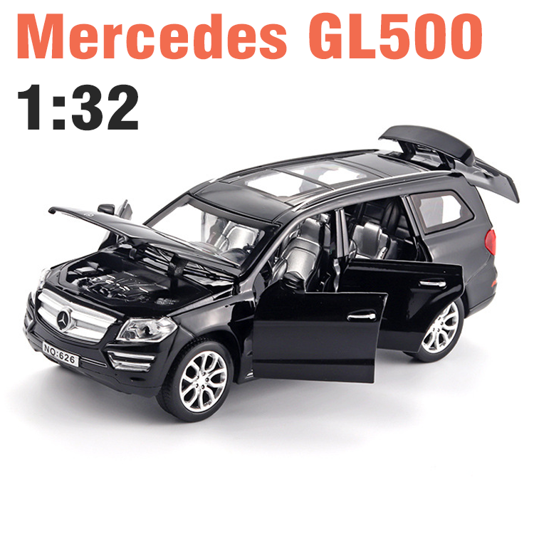 Xe mô hình ô tô Mercedes GL500 tỉ lệ 1:32 bằng sắt chạy cót có âm thanh và đèn xe chạy bằng cót