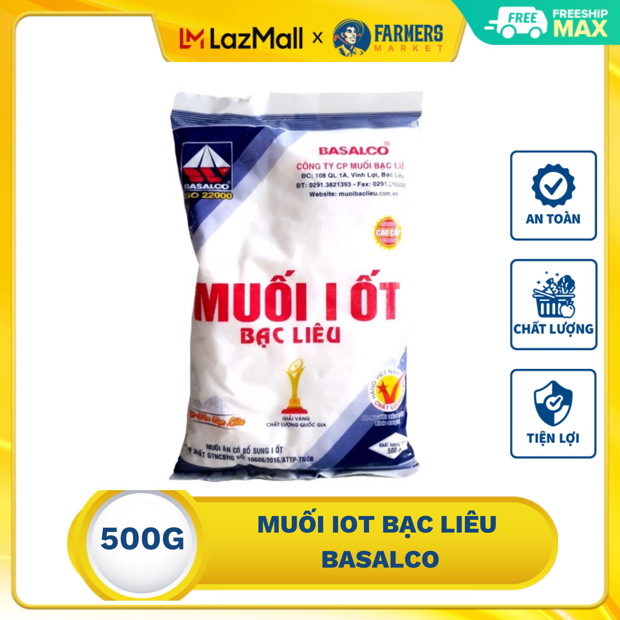 [Giao hàng toàn quốc] Muối iot Bạc Liêu Basalco (500g/Gói)