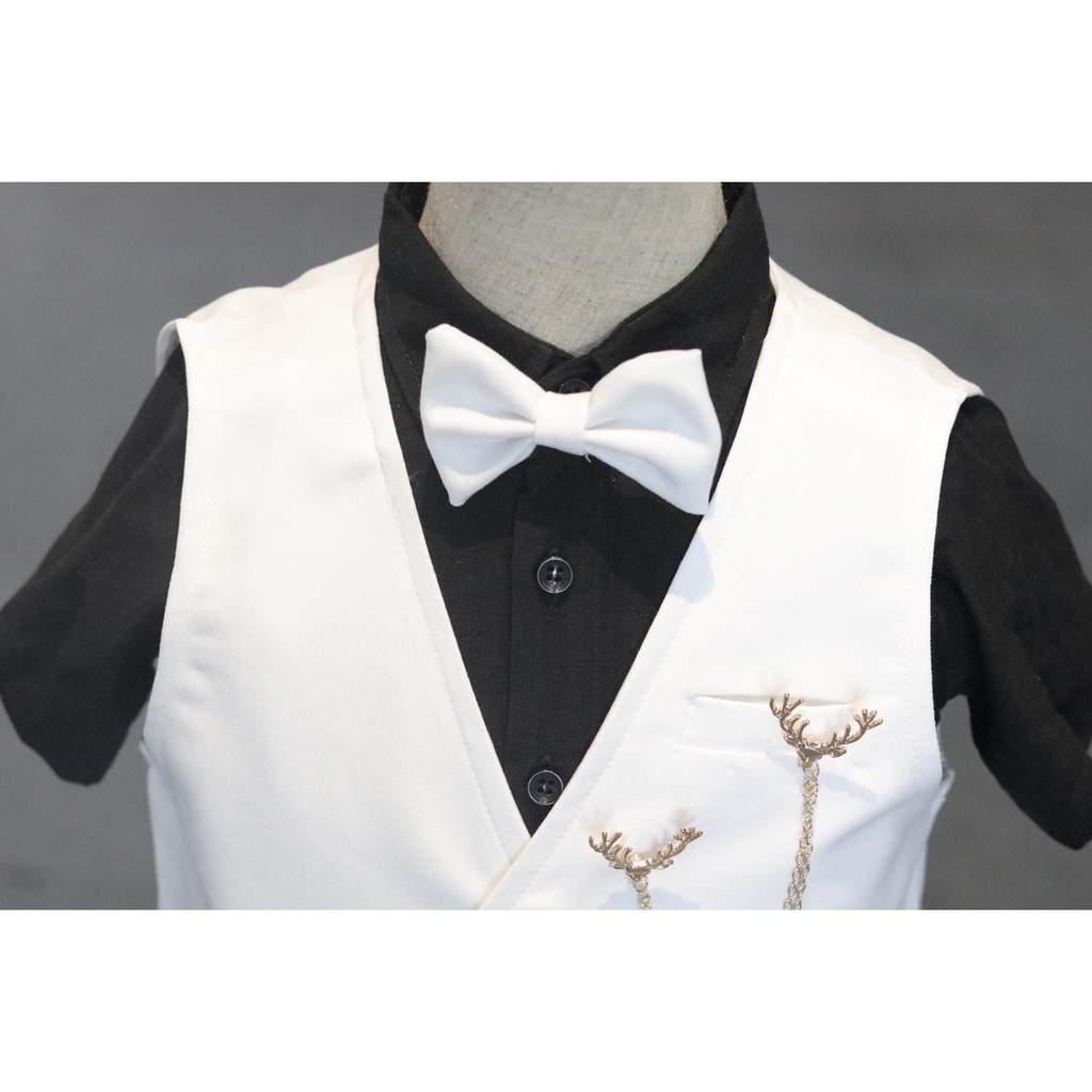 Set Gile Trắng Sơmi Đen