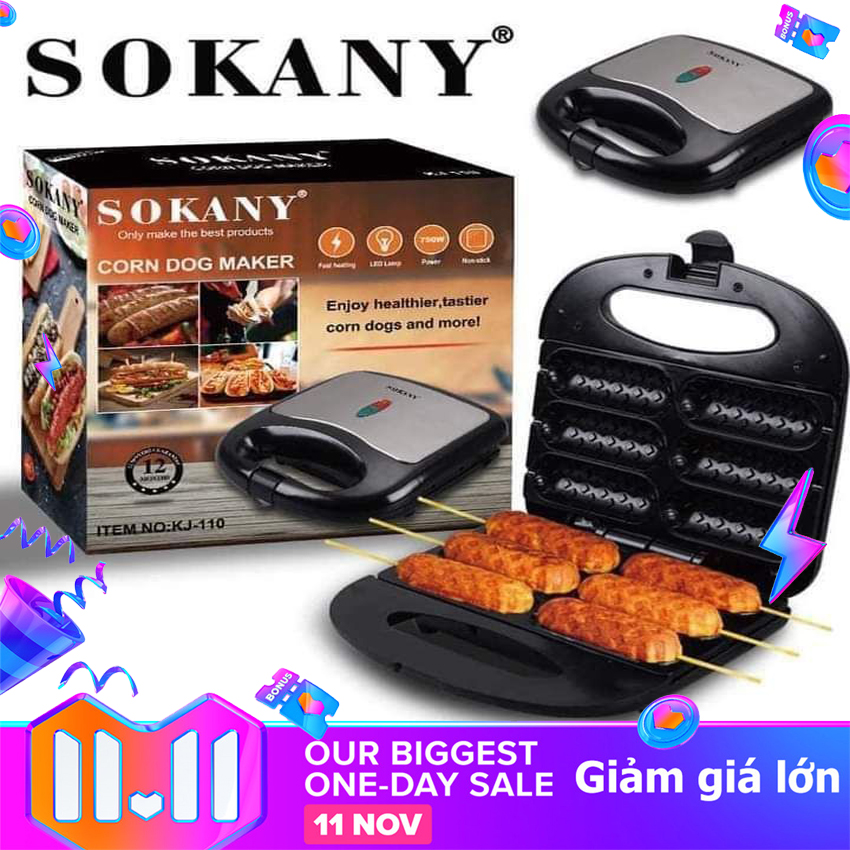 Máy làm bánh hotdog sokany sk-110 750w nguồn 220v,máy làm bánh hotdog sokany, máy làm bánh sandwich, tiện sử dụng và dễ vệ sinh, có hệ thống rơ le tự cảm biến nhiệt shop cheerya
