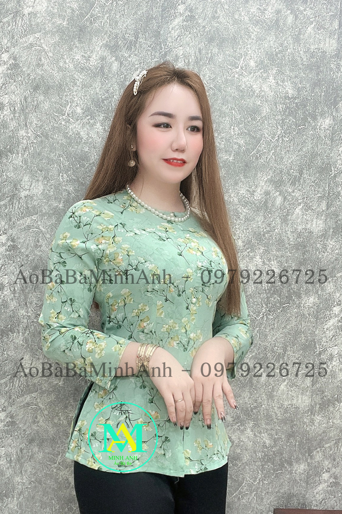 ÁO BÀ BA DÂY KÉO HOA GIÓ + QUẦN
