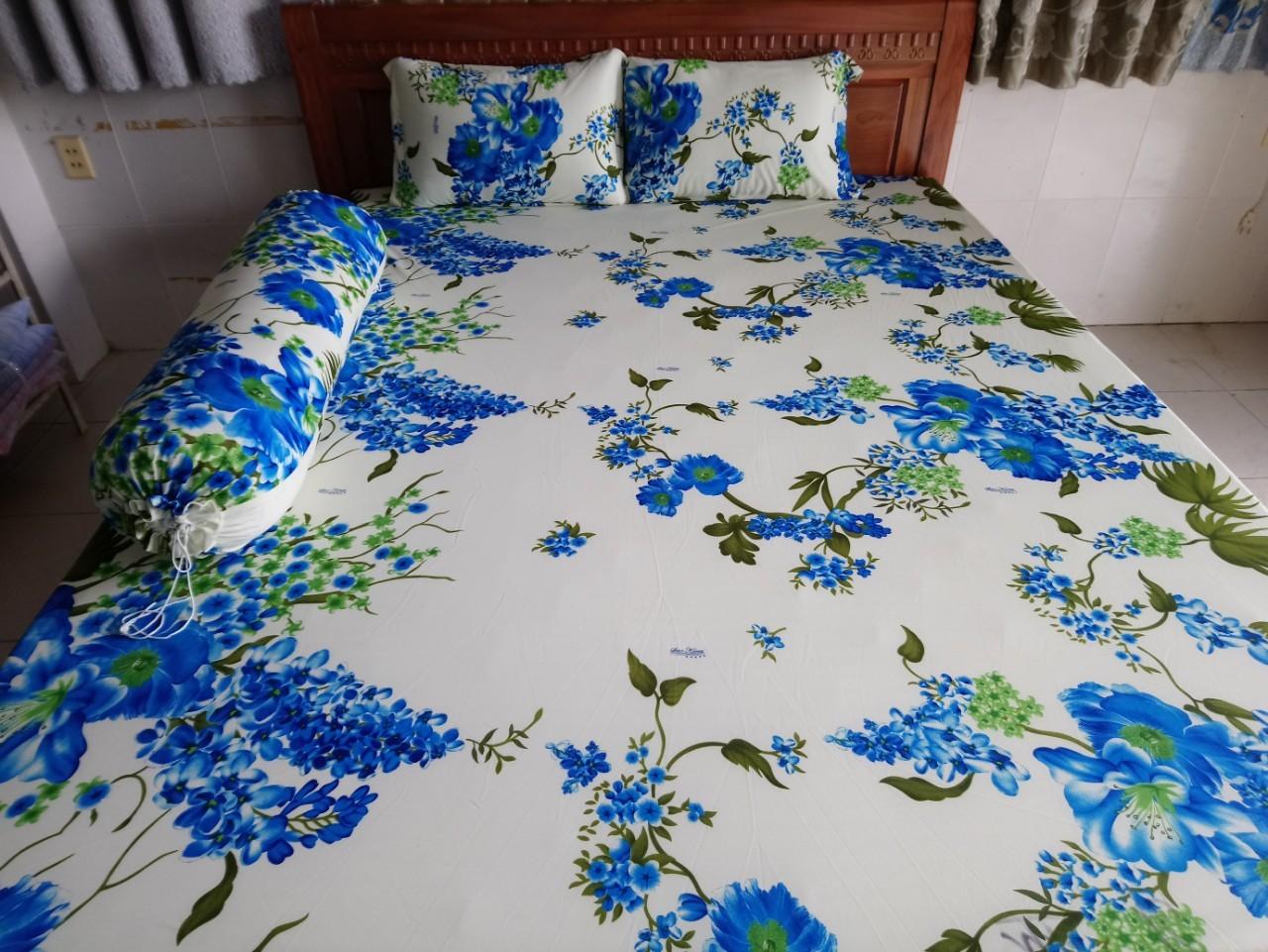 Bộ dra thun lạnh hàn quốc 1m6 x 2m ( 1 dra + 3 áo gối)