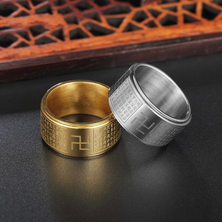 Nhẫn xoay đeo không đen, không gỉ sét ( vàng )