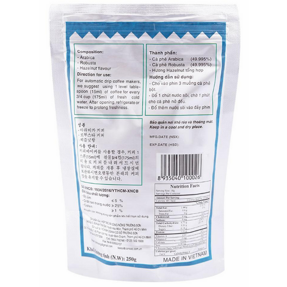 Cà phê Con Sóc Gói Xanh 250g