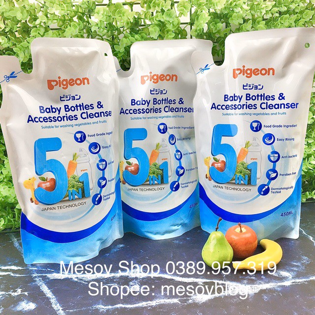 Dung dịch súc rửa Bình sữa và Rau củ quả  túi 450ml