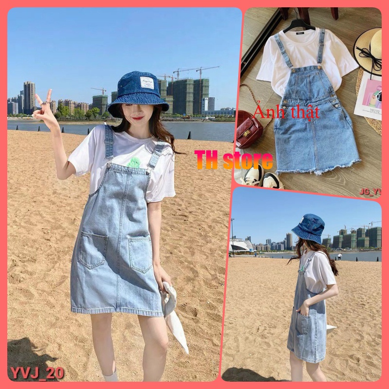 Yếm V&aacutey Jeans v&aacutey yếm jean b&ograve Nữ Chất B&ograve H&agraveng cao cấp