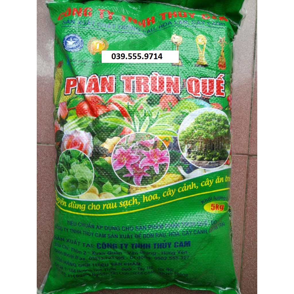 Bao 5kg Phân Trùn Quế dinh dưỡng cho cây