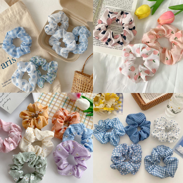 Cột tóc Vải Scrunchies ngẫu nhiên