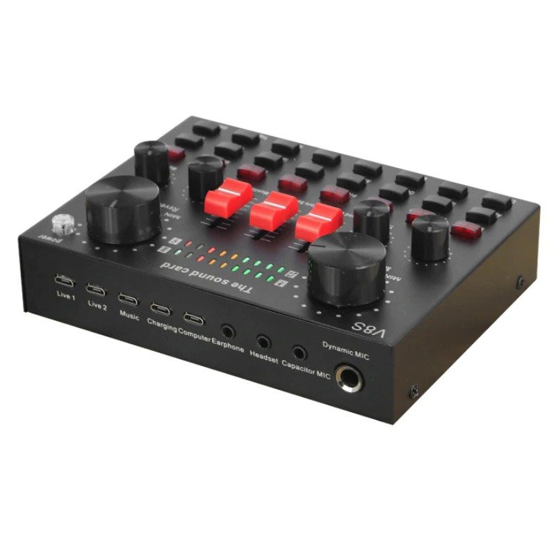 Sound Card V8S+bản nâng cấp có Bluetooth, Pin Sạc – Thu Âm Hát Livestream Karaoke