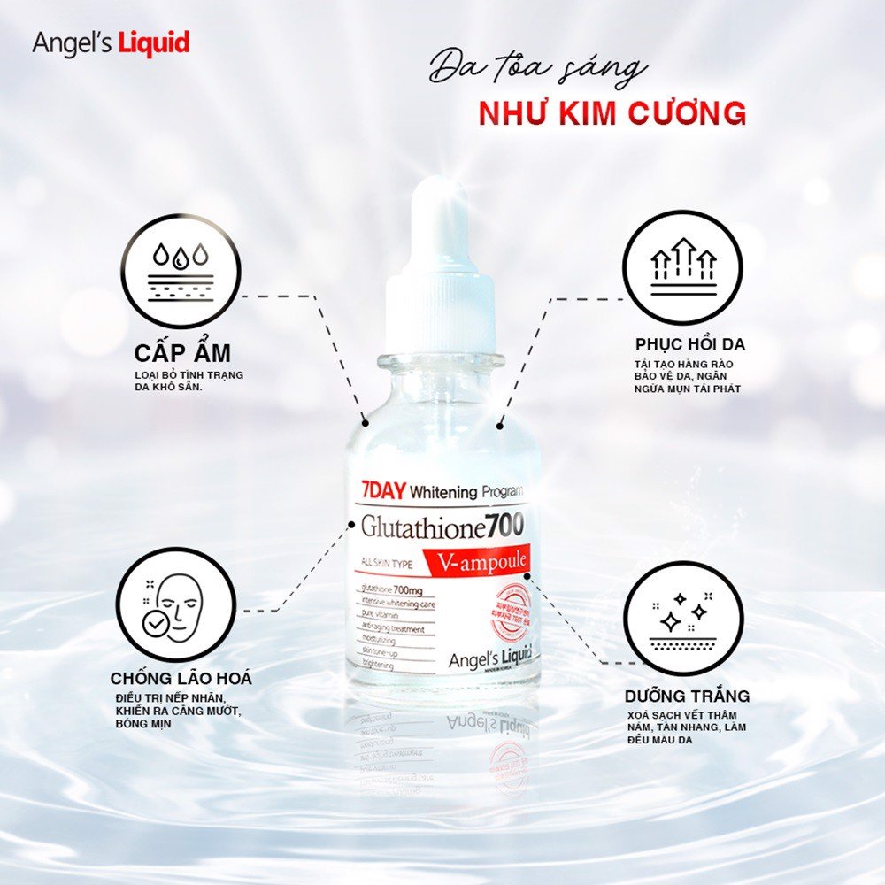 [MẪU MỚI] Tinh Chất Trắng Da Angels Liquid 7 Day Whitening Program Glutathione 700 V-Ample