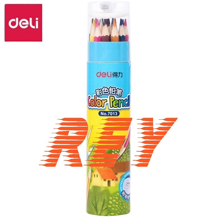 Hộp bút chì màu gỗ - có kèm chuốt deli 7012 - 7013 - 7014 - 7015