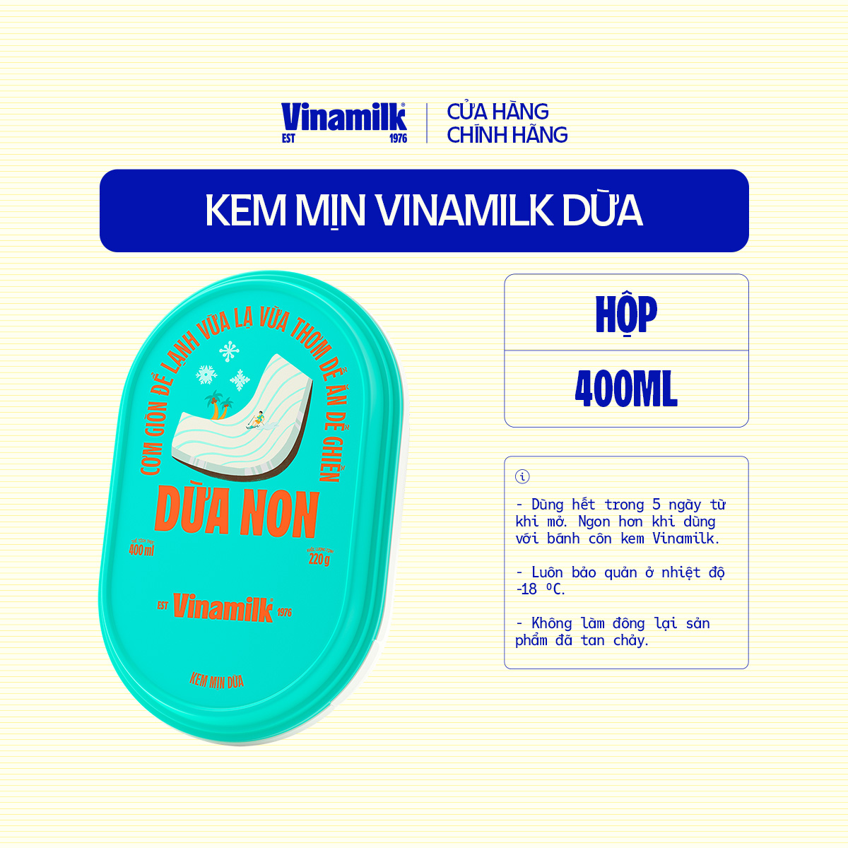 2 Hộp Kem Vinamilk Dừa 400ml