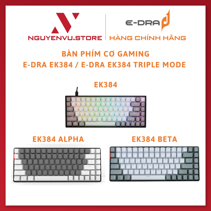 Mechanical keyboard e-dra EK384/e-dra EK384 triple mode (wired, wireless 2.4GHz, Bluetooth) -authentic