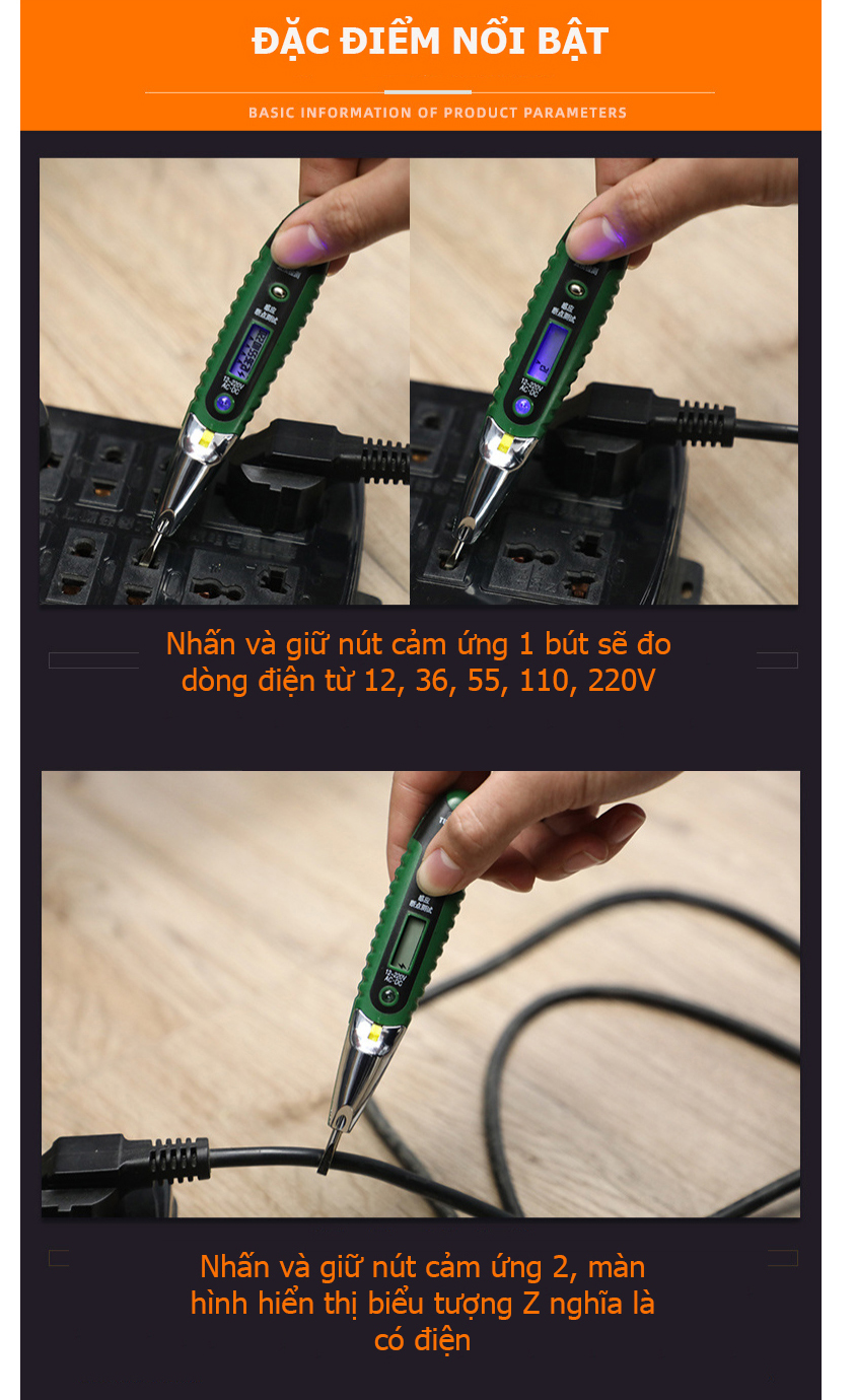 Bút Thử Điện Đa Năng AC/DC ĐO 12V-220V TUOSEN