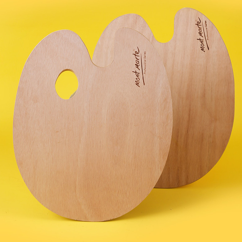 Khay Pha Màu Gỗ Palette Oval Gỗ Mont Marte (Oval Wood Palette 30x38cm)