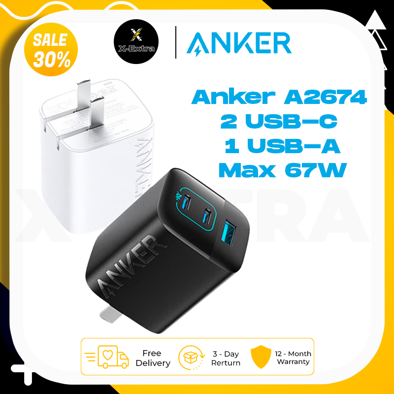 Củ sạc nhanh anker a2674 336 charge 67w 3 cổng 2c1a hỗ trợ pd/pps