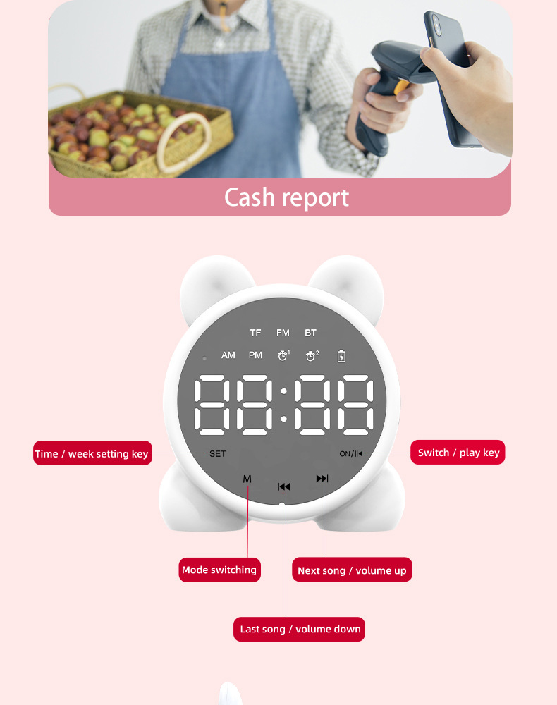 Loa Bluetooth Mini P1 Kiêm Đồng Hồ Báo Thức
