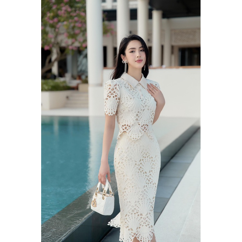 [Nhập mã LAZXuHuong05 giảm 70k/499k] SET REN PHỐI CỔ THANH LỊCH, TIỂU THƯ - CHARMY SET BY ESTRANO