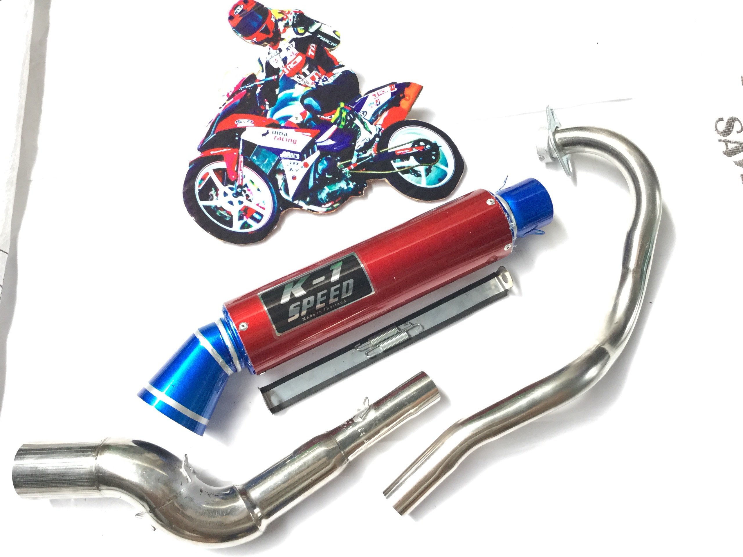 Pô K1 vip xanh - Cổ Cong 2 Khúc Đá Exciter 150