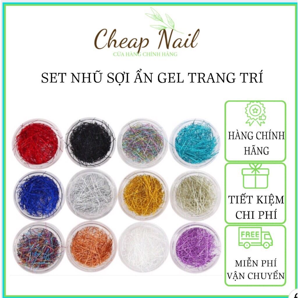 Set 12 hũ nhũ sợi trang trí móng - Cheap nail
