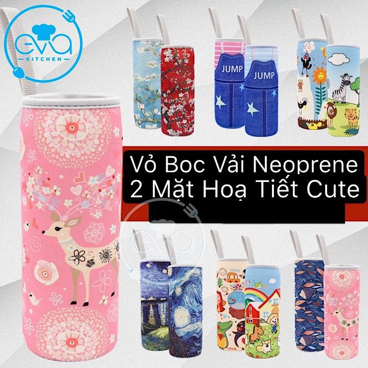Túi Giữ Nhiệt Vải Neoprene Hoạ Tiết 2 Mặt Cao Cấp Cho Bình Đựng Nước 500 Ml