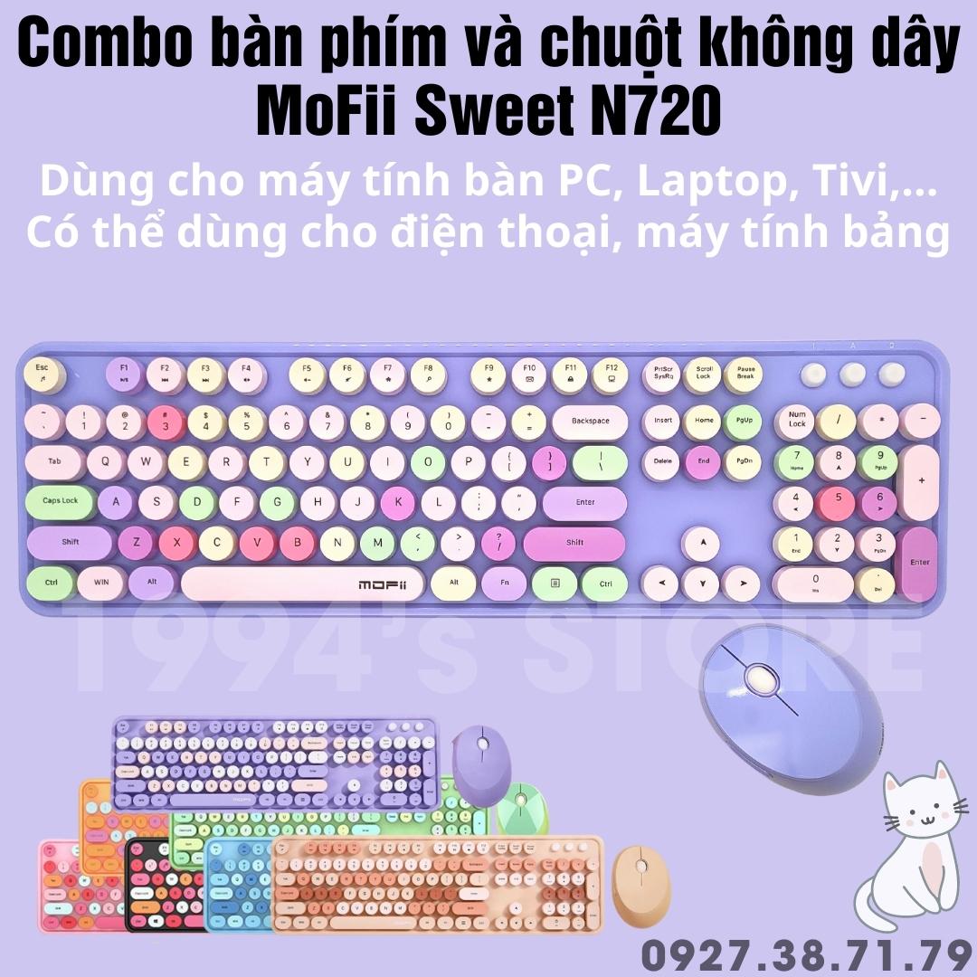 MoFii Sweet - Bộ bàn phím giả cơ và chuột không dây - MoFii N720 - Dùg cho Máy tính bàn, Laptop, Tivi, Điện thoại, iPad