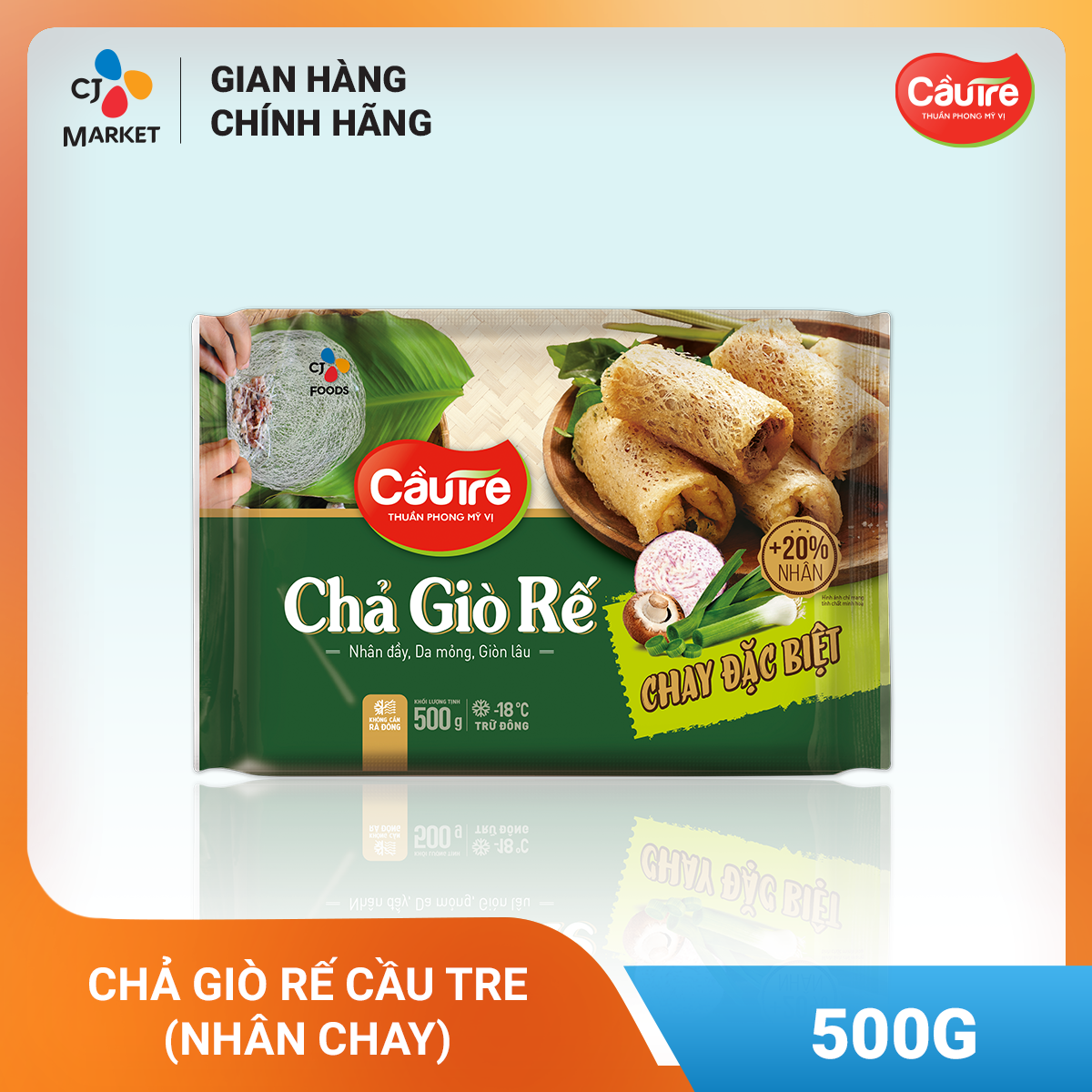[Hỏa tốc] Chả giò rế Cầu Tre 500g (nhân Chay/ nhân Hải sản/nhân Thịt)