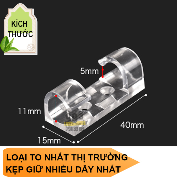 Combo 10 Kẹp Giữ Dây Điện Gọn GàngMóc Dán Cố Định Dây Điện Loại Lớn