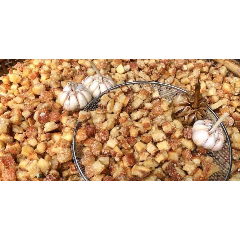 TÓP MỠ LIỀN DA RIM TỎI,MẮM HÀNH,ỚT(cực ngon)( hộp 500g)s
