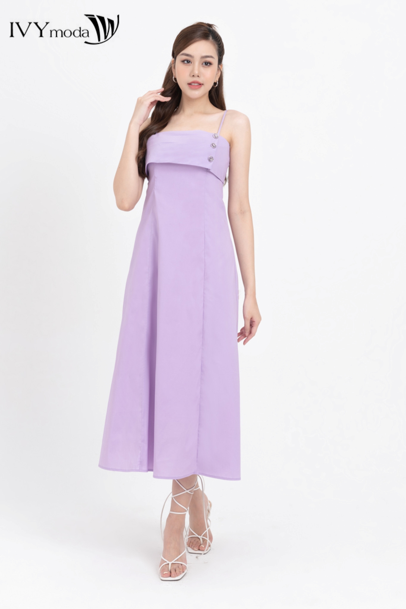 Đầm quây ngực đính khuy IVY moda MS 41M8276