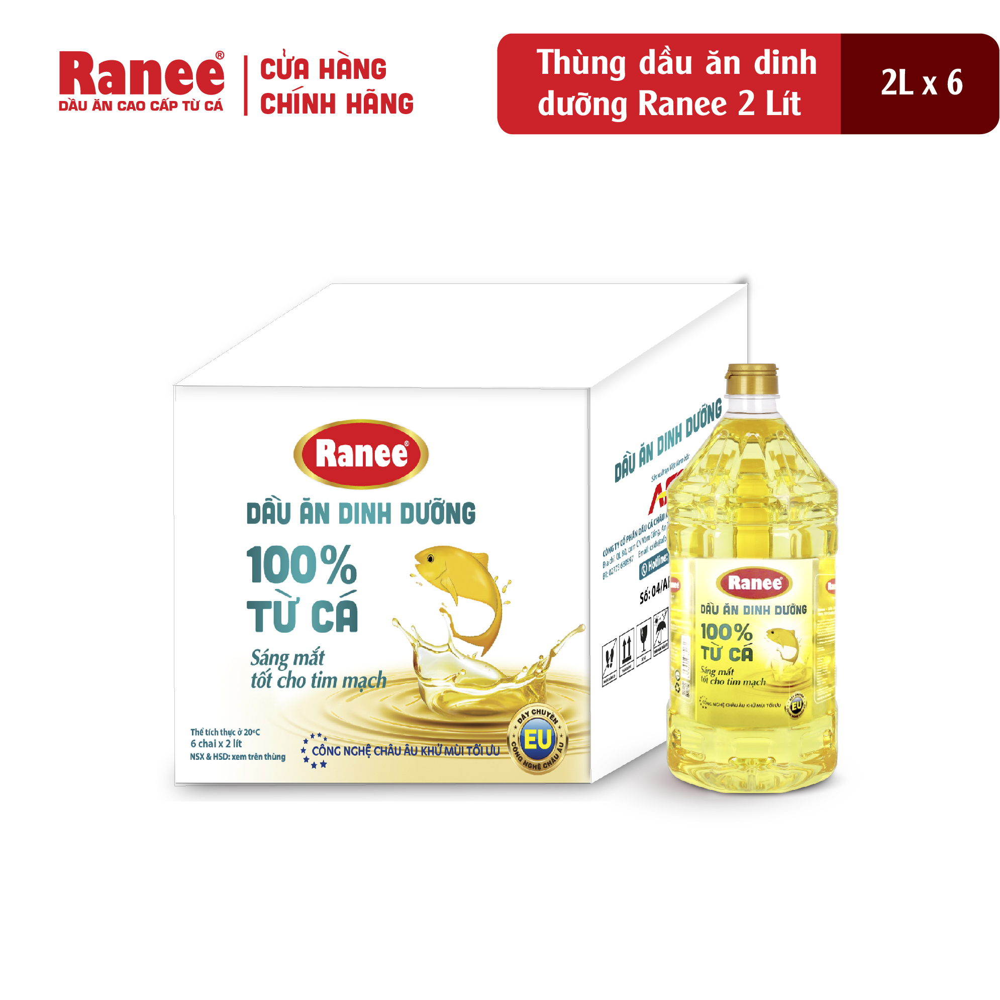 {Đơn 199k tặng hộp bơ -399k tặng vá gỗ} Thùng dầu ăn dinh dưỡng Ranee 2 lít (6 chai)