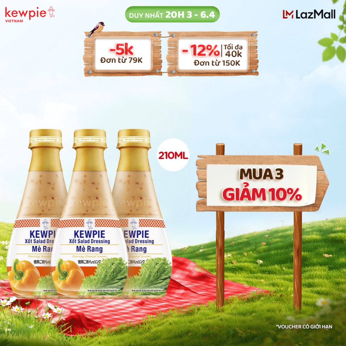Xốt Salad Dressing Mè Rang Kewpie 210ml