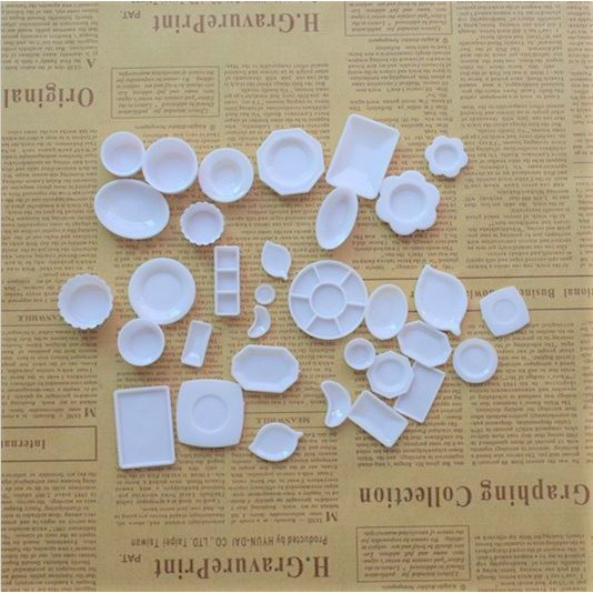 Set 33 Món Chén Dĩa Mini Tỉ Lệ 1:12 Trang Trí Mô Hình